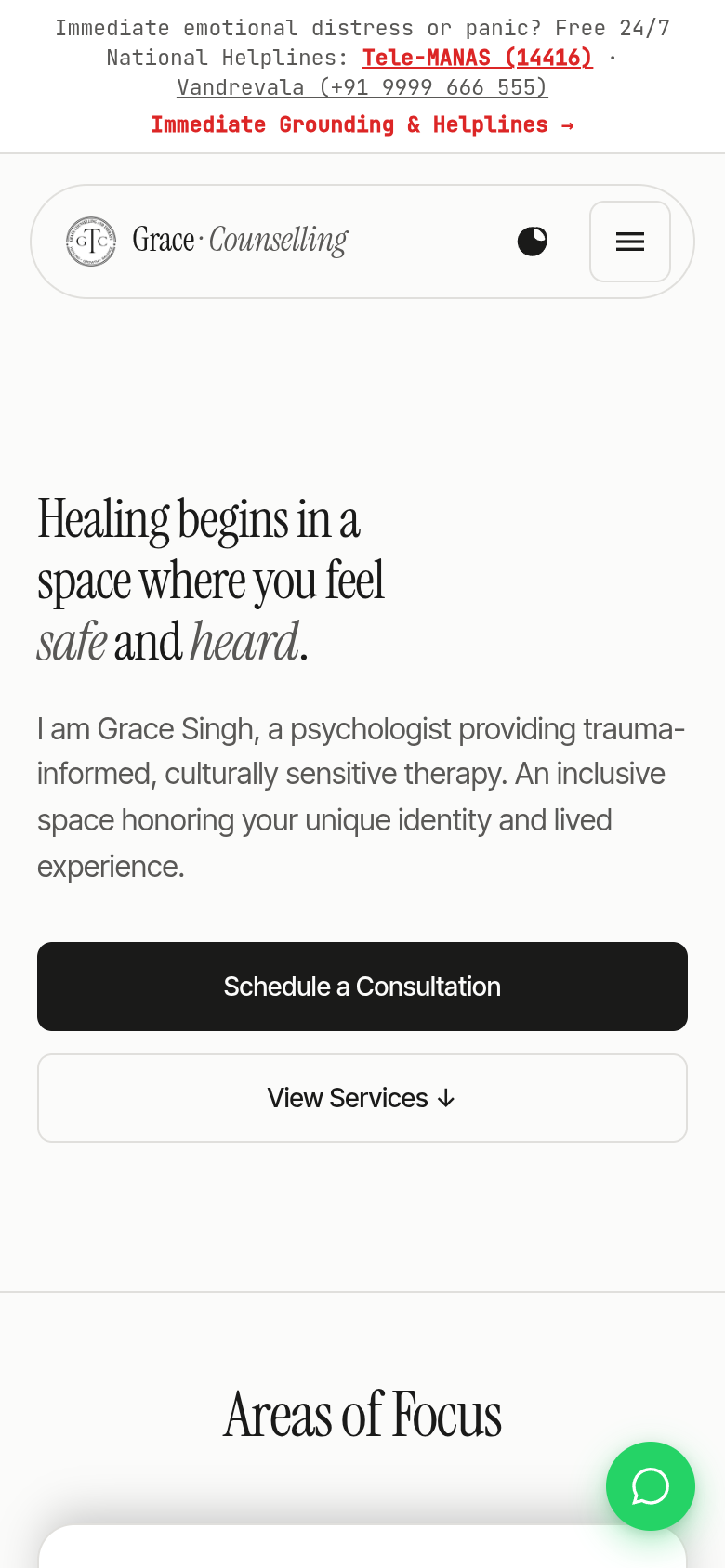 Grace Counselling Mobile Viewport