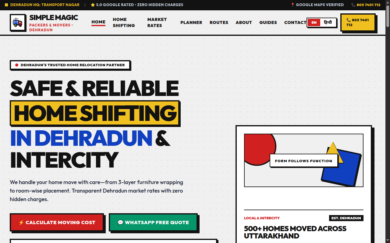 Simple Magic Packers & Movers Desktop Viewport