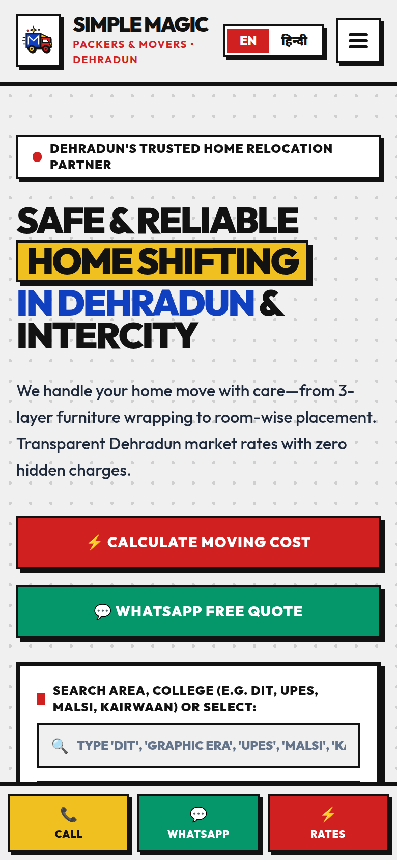 Simple Magic Packers & Movers Mobile Viewport