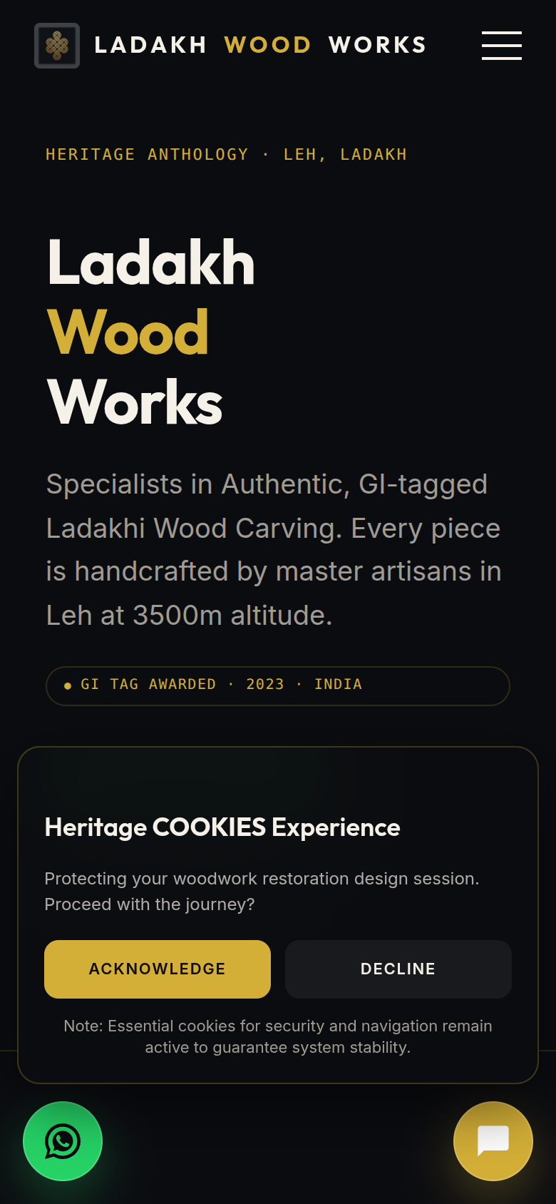Ladakh Wood Works Mobile Viewport